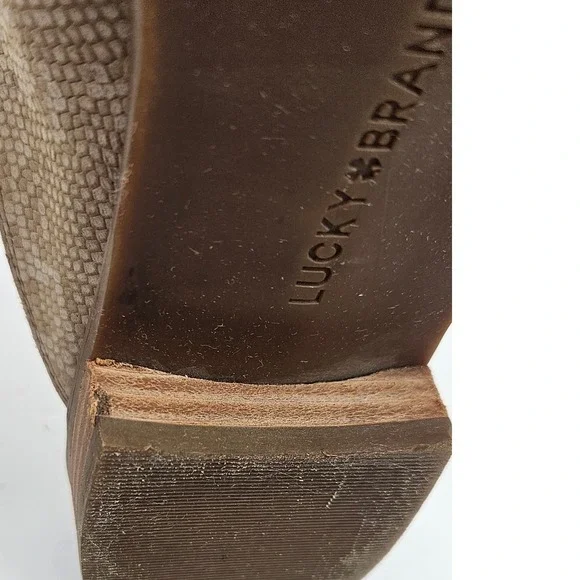 Lucky Brand Cristley Snakeskin Leather Mules Taupe Beige Loafers 9.5M - Picture 11 of 11